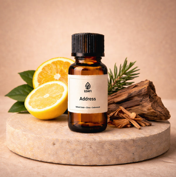 Citrus fragrance oil bottle with lemon and cedarwood – LEAFI Aroma UAE