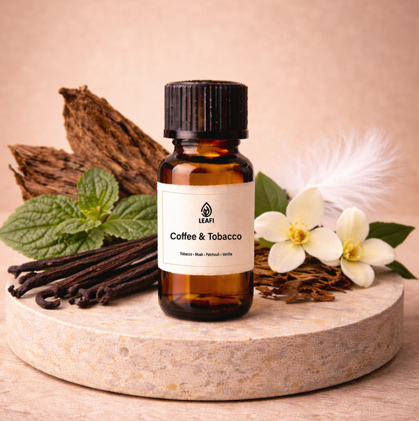 Coffee & Tobacco Fragrance Oil bottle - premium diffuser fragrance oil by LEAFI Aroma UAE
