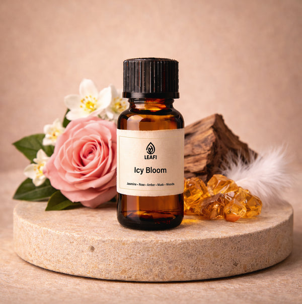 Icy Bloom Fragrance Oil bottle - premium diffuser fragrance oil by LEAFI Aroma UAE