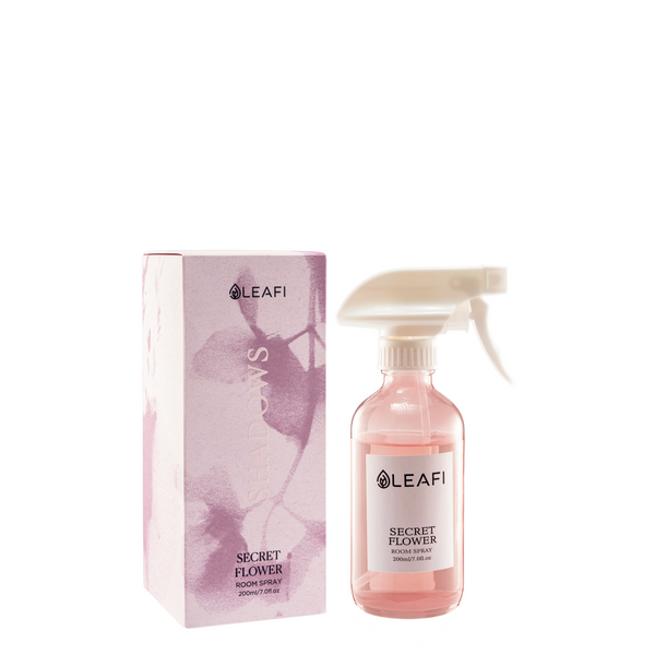 LEAFI Aroma Secret Flower luxury room spray 200ml pink bottle with gift box on white background