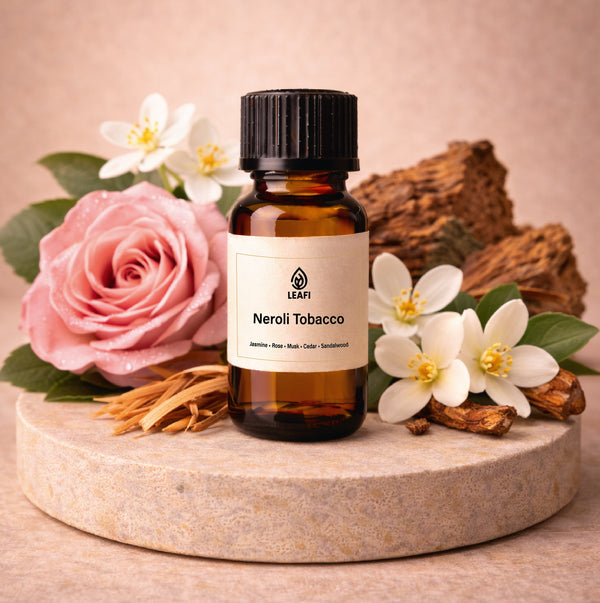 Neroli Tobacco Fragrance Oil bottle - premium diffuser fragrance oil by LEAFI Aroma UAE