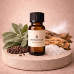 Wood Sage & Sea Salt fragrance oil bottle with sage leaves and sea salt – LEAFI Aroma UAE