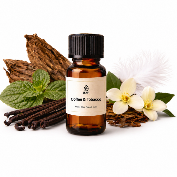 LEAFI coffee-tobacco fragrance oil on white background