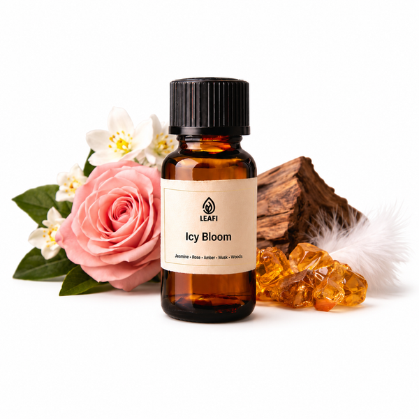 LEAFI icy-bloom fragrance oil on white background