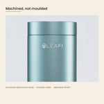 LEAFI Aura 200 Aqua Blue anodised aluminium body and knurled collar close-up