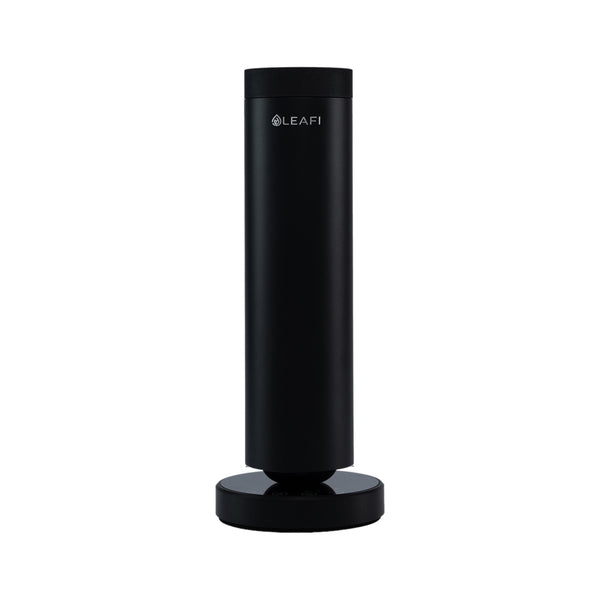 LEAFI Aura 300 smart aroma diffuser in Black - front view showing the LEAFI logo
