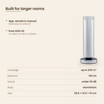 LEAFI Aura 300 features and specifications - 200 cubic metre coverage, 100 ml reservoir, under 34 dB