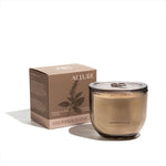 LEAFI Allure Black Oudh & Patchouli candle (400g) with packaging on a white background.