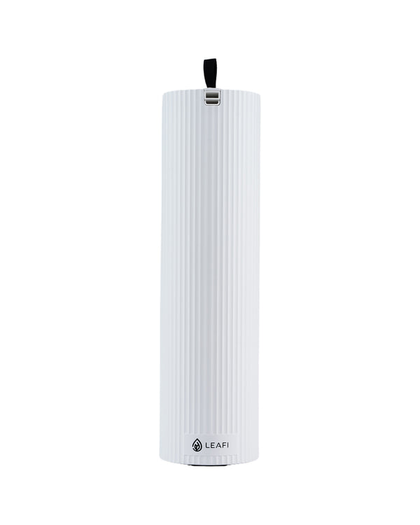LEAFI SENSE 100P plug-in smart aroma diffuser in White - front view showing the LEAFI logo