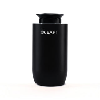 LEAFI X-AIR waterless car diffuser in Black - front view showing the LEAFI logo
